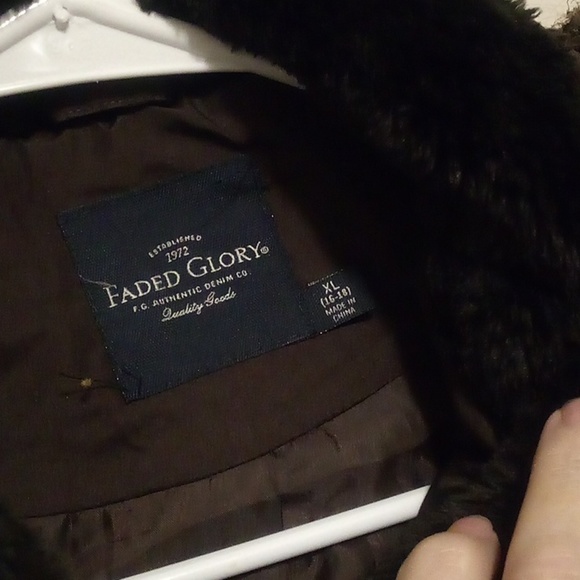 Faded Glory Hershey Brown Quilted Winter Hooded Jacket - Size XL (16-18) - Picture 4 of 15